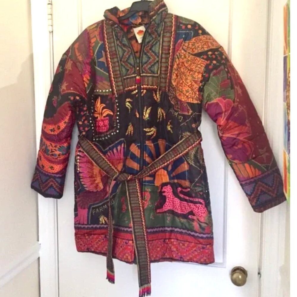 Farm Rio Crazy Mix Reversible Puffer Jacket Dopamine Tropical - Picture 9 of 13